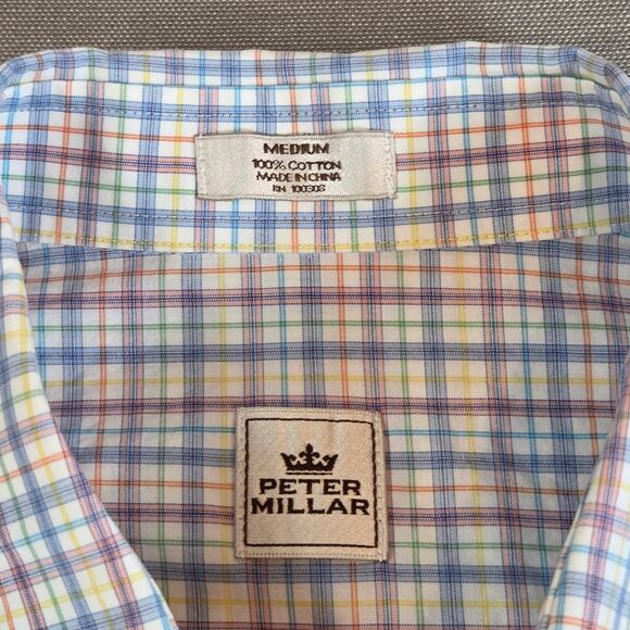 Peter Millar Plaid Button Down Shirt Men’s Size M 100% Cotton Long Sleeve - Picture 3 of 9